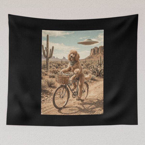 Item preview, Poodle Riding Bike Wild West Western UFO Dog Lover designed and sold by dian-rody-crest.