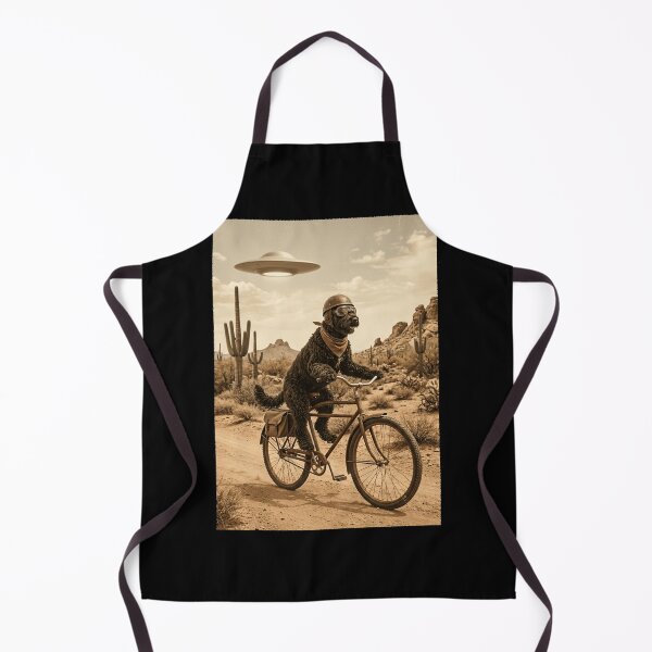 Item preview, Portuguese Water Dog Riding Bike Wild West Western UFO Dog Lover designed and sold by dian-rody-crest.