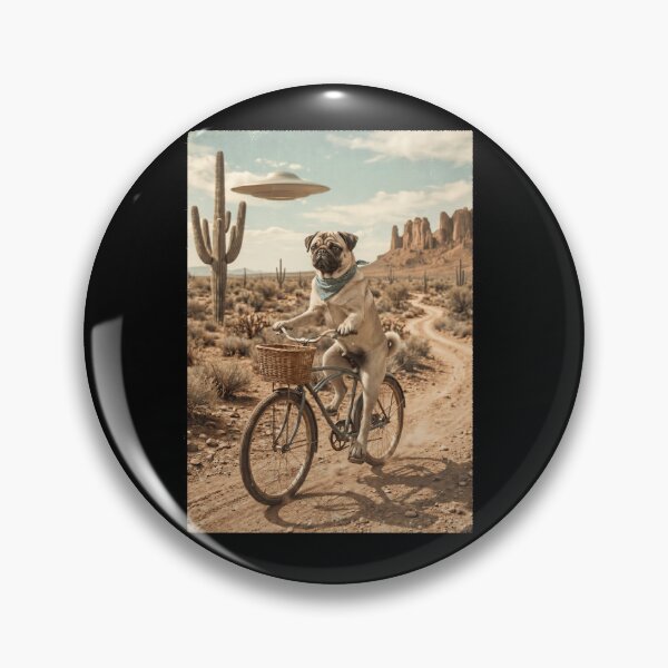 Item preview, Pug Riding Bike Wild West Western UFO Dog Lover designed and sold by dian-rody-crest.