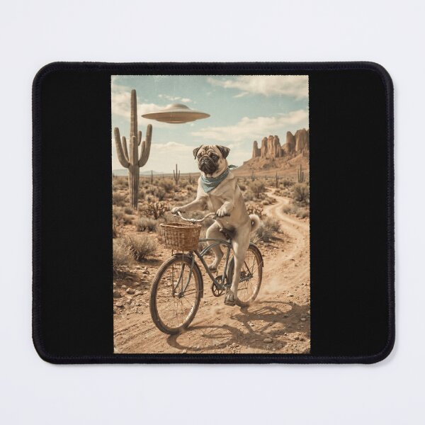 Item preview, Pug Riding Bike Wild West Western UFO Dog Lover designed and sold by dian-rody-crest.