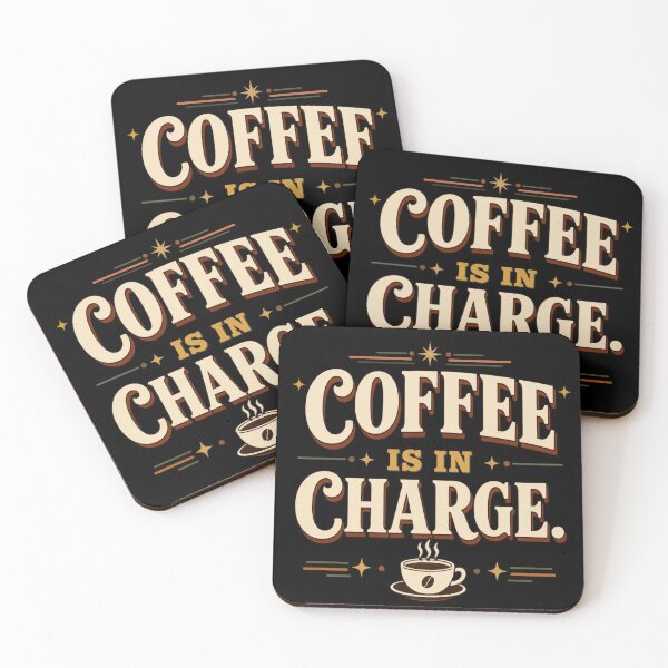 Item preview, Coffee Is in Charge. | Funny Retro Coffee Office Humor Typography designed and sold by Irene Catchmind.