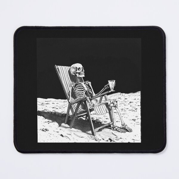 Item preview, Skeleton Relaxing on the Moon – Cosmic Gothic Dark Humor Art designed and sold by inkoutninja.
