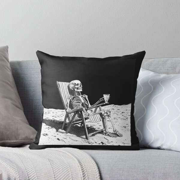 Item preview, Skeleton Relaxing on the Moon – Cosmic Gothic Dark Humor Art designed and sold by inkoutninja.