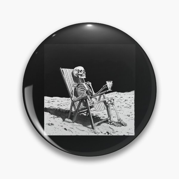 Item preview, Skeleton Relaxing on the Moon – Cosmic Gothic Dark Humor Art designed and sold by inkoutninja.