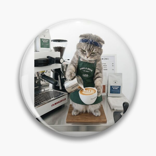 Item preview, Scottish Fold Cat Barista Artiste designed and sold by PictoVibe.