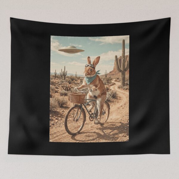 Item preview, Rabbit Riding Bike Wild West Western UFO Animal Lover designed and sold by dian-rody-crest.