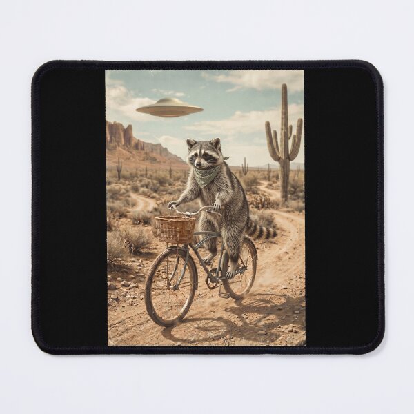Item preview, Raccoon Riding Bike Wild West Western UFO Animal Lover designed and sold by dian-rody-crest.