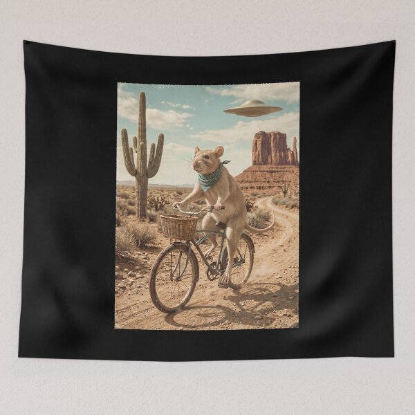 Item preview, Rat Riding Bike Wild West Western UFO Animal Lover designed and sold by dian-rody-crest.
