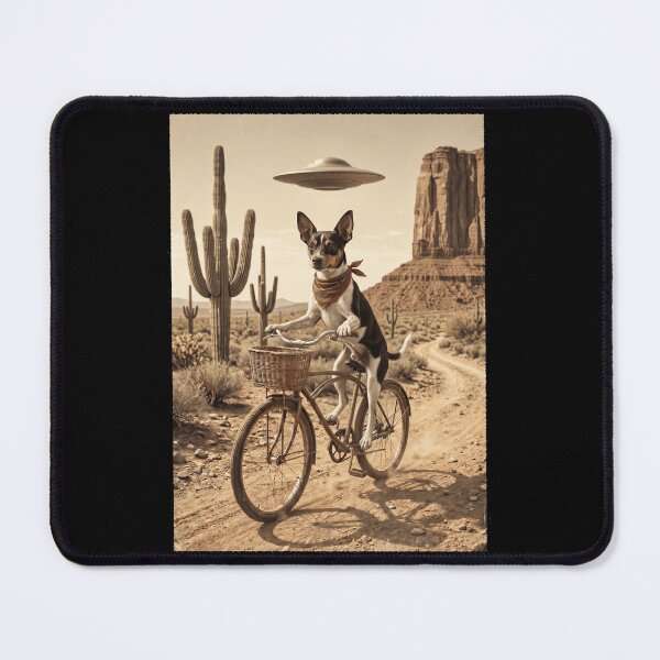 Item preview, Rat Terrier Riding Bike Wild West Western UFO Dog Lover designed and sold by dian-rody-crest.