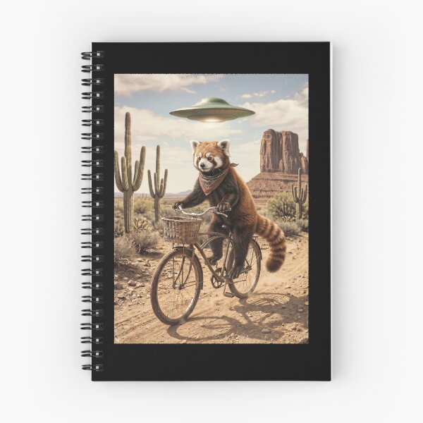 Item preview, Red Panda Riding Bike Wild West Western UFO Animal Lover designed and sold by dian-rody-crest.