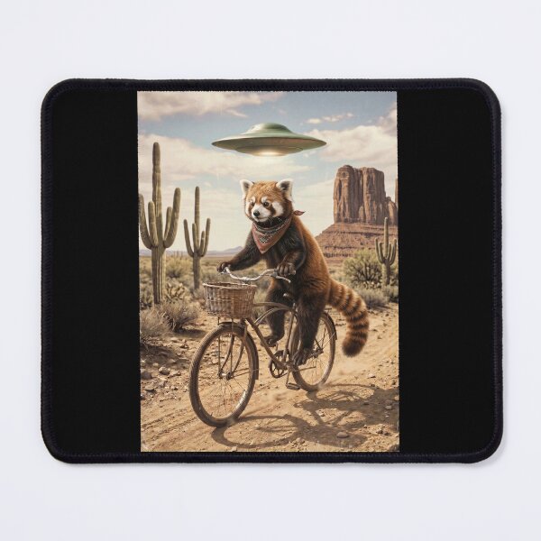 Item preview, Red Panda Riding Bike Wild West Western UFO Animal Lover designed and sold by dian-rody-crest.