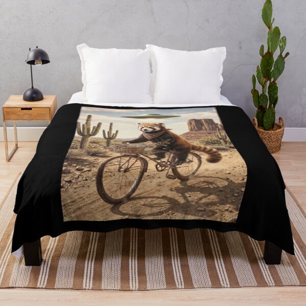 Item preview, Red Panda Riding Bike Wild West Western UFO Animal Lover designed and sold by dian-rody-crest.