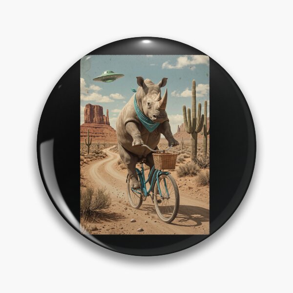 Item preview, Rinoceronte montando en bicicleta Salvaje Oeste OVNI Amante de los animales designed and sold by dian-rody-crest.