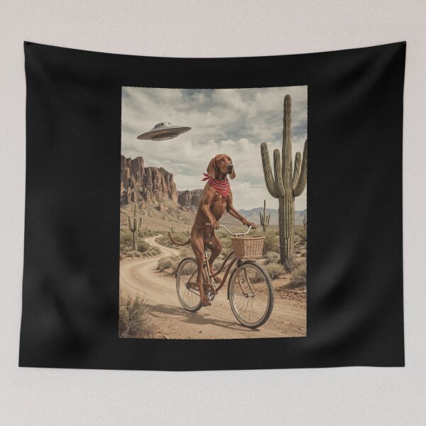 Item preview, Redbone Coonhound Riding Bike Wild West Western UFO Dog Lover designed and sold by dian-rody-crest.