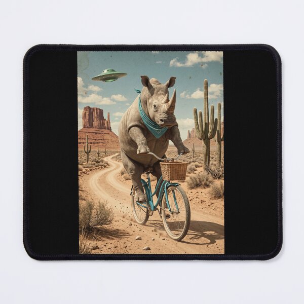 Item preview, Rhino Riding Bike Wild West Western UFO Animal Lover designed and sold by dian-rody-crest.