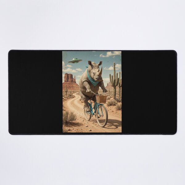 Item preview, Rhino Riding Bike Wild West Western UFO Animal Lover designed and sold by dian-rody-crest.