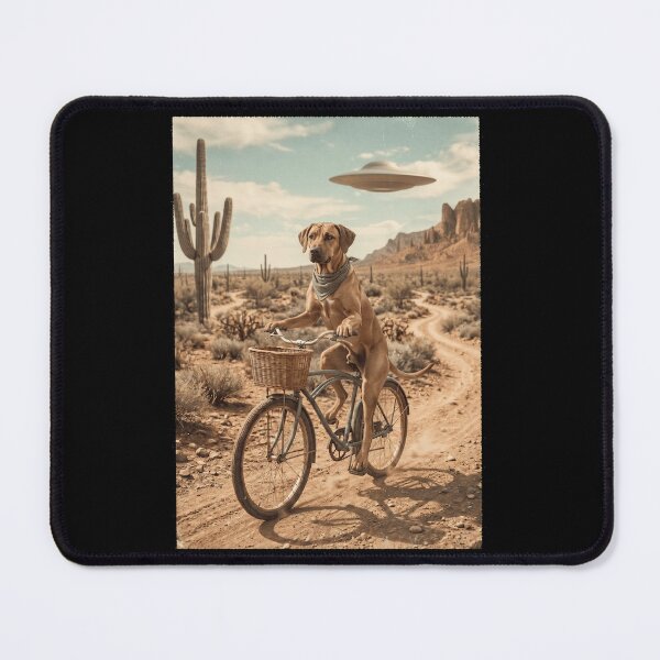 Item preview, Rhodesian Ridgeback Riding Bike Wild West Western UFO Dog Lover designed and sold by dian-rody-crest.