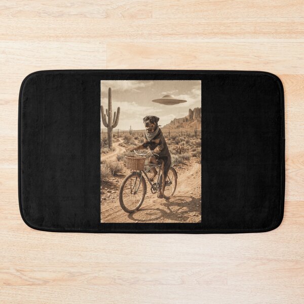 Item preview, Rottweiler Riding Bike Wild West Western UFO Dog Lover designed and sold by dian-rody-crest.