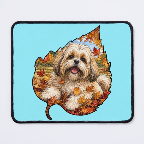 Item preview, Fall Lhasa Apso Playing In Autumn Leaves designed and sold by Lion and Lamb Design.