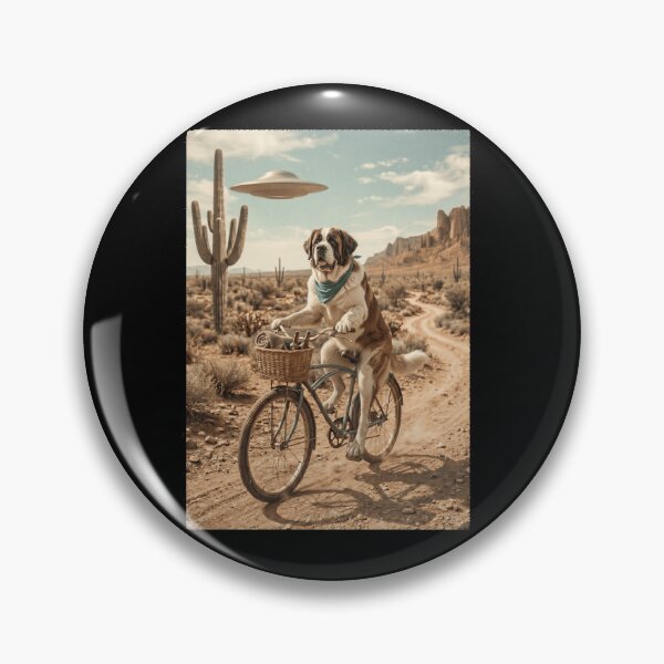 Item preview, Saint Bernard Riding Bike Wild West Western UFO Dog Lover designed and sold by dian-rody-crest.
