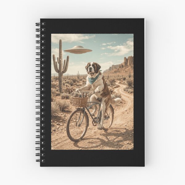 Item preview, Saint Bernard Riding Bike Wild West Western UFO Dog Lover designed and sold by dian-rody-crest.
