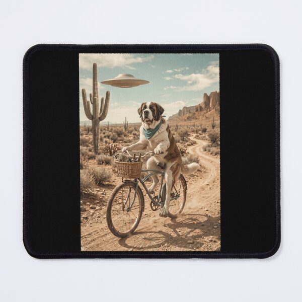 Item preview, Saint Bernard Riding Bike Wild West Western UFO Dog Lover designed and sold by dian-rody-crest.