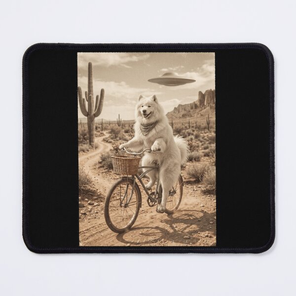 Item preview, Samoyed Riding Bike Wild West Western UFO Dog Lover designed and sold by dian-rody-crest.