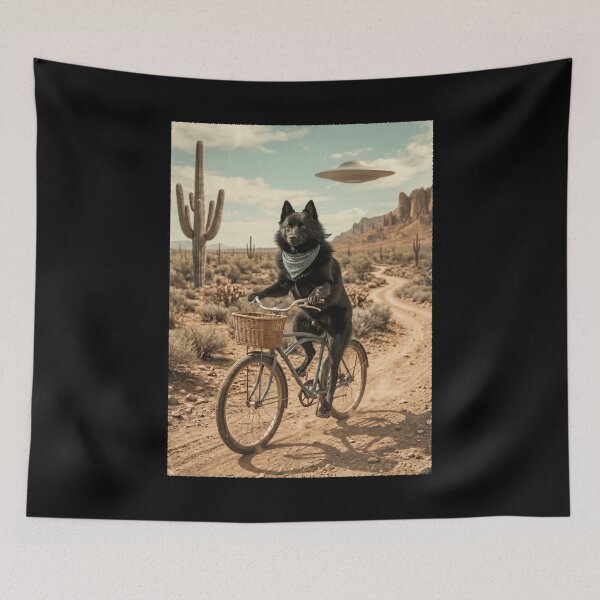 Item preview, Schipperke Riding Bike Wild West Western UFO Dog Lover designed and sold by dian-rody-crest.