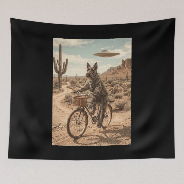 Item preview, Scottish Terrier Riding Bike Wild West Western UFO Dog Lover designed and sold by dian-rody-crest.