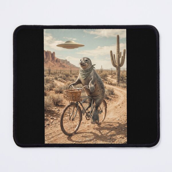 Item preview, Seal Riding Bike Wild West Western UFO Animal Lover designed and sold by dian-rody-crest.