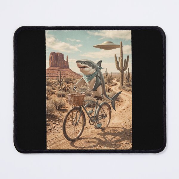 Item preview, Shark Riding Bike Wild West Western UFO Animal Lover designed and sold by dian-rody-crest.