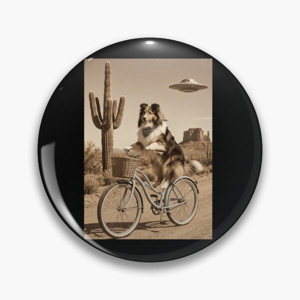 Item preview, Shetland Sheepdog Riding Bike Wild West Western UFO Dog Lover designed and sold by dian-rody-crest.
