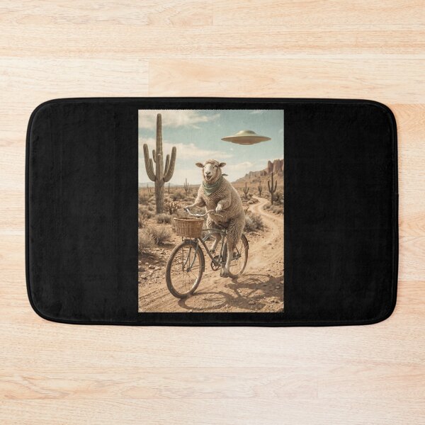Item preview, Sheep Riding Bike Wild West Western UFO Animal Lover designed and sold by dian-rody-crest.