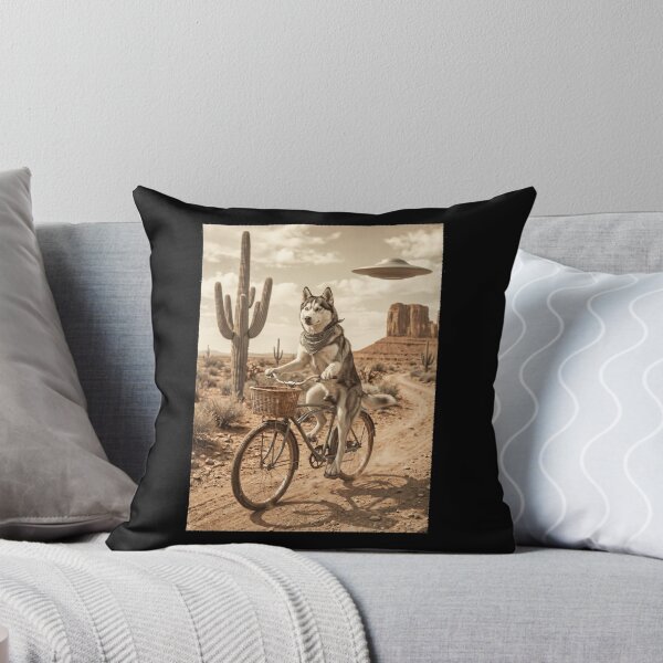 Item preview, Siberian Husky Riding Bike Wild West Western UFO Dog Lover designed and sold by dian-rody-crest.