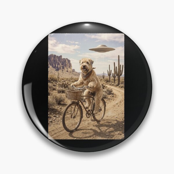 Item preview, Soft Coated Wheaten Terrier Riding Bike Wild West Western UFO Dog Lover designed and sold by dian-rody-crest.