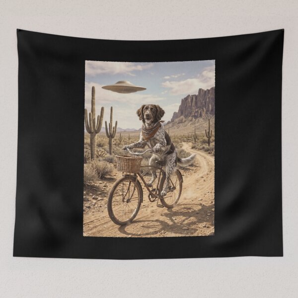 Item preview, Small Munsterlander Pointer Riding Bike Wild West Western UFO Dog Lover designed and sold by dian-rody-crest.
