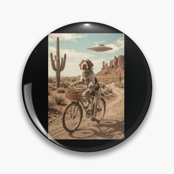 Item preview, Spinone Italiano Riding Bike Wild West Western UFO Dog Lover designed and sold by dian-rody-crest.