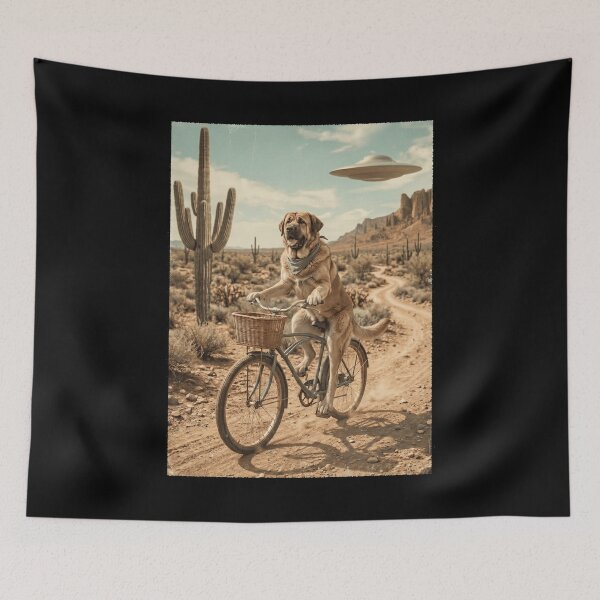 Item preview, Spanish Mastiff Riding Bike Wild West Western UFO Dog Lover designed and sold by dian-rody-crest.