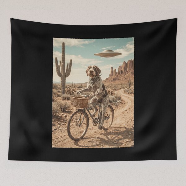 Item preview, Spinone Italiano Riding Bike Wild West Western UFO Dog Lover designed and sold by dian-rody-crest.