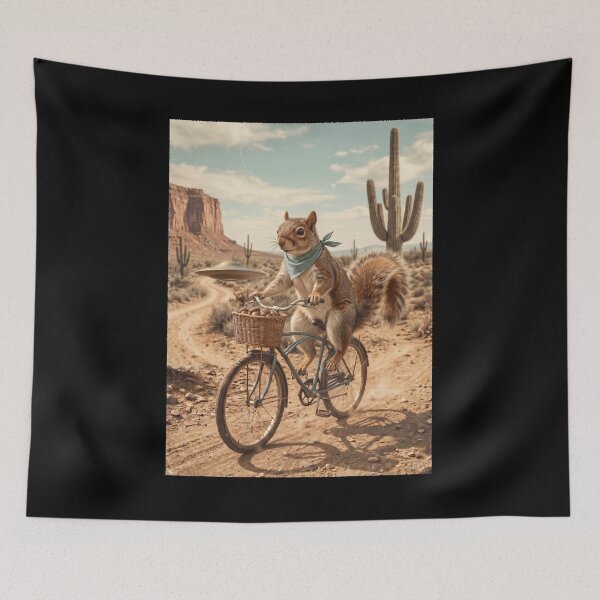 Item preview, Squirrel Riding Bike Wild West Western UFO Animal Lover designed and sold by dian-rody-crest.