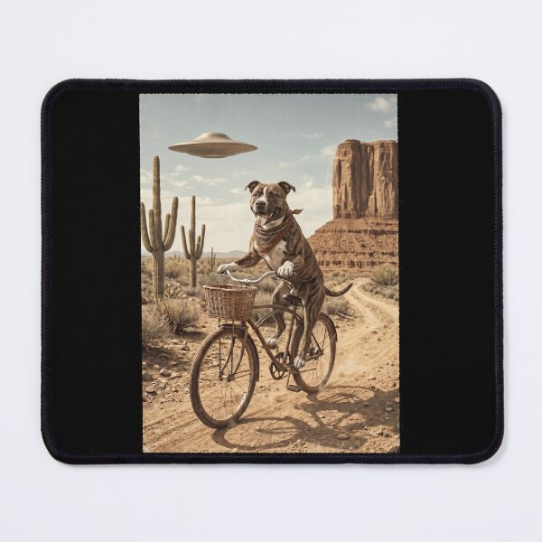 Item preview, Staffordshire Bull Terrier Riding Bike Wild West Western UFO Dog Lover designed and sold by dian-rody-crest.