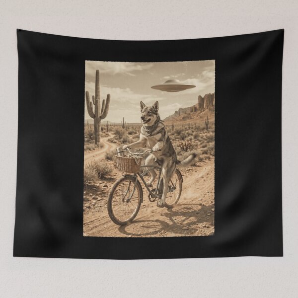 Item preview, Swedish Vallhund Riding Bike Wild West Western UFO Dog Lover designed and sold by dian-rody-crest.
