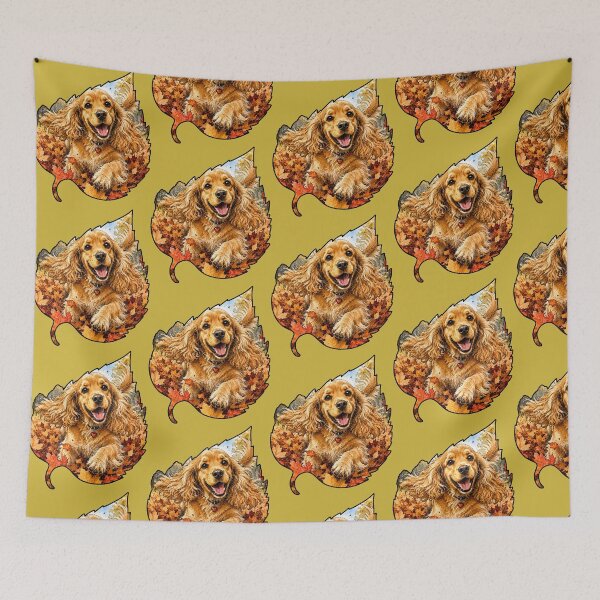 Item preview, Fall Cocker Spaniel Playing In Autumn Leaves designed and sold by Lion and Lamb Design.