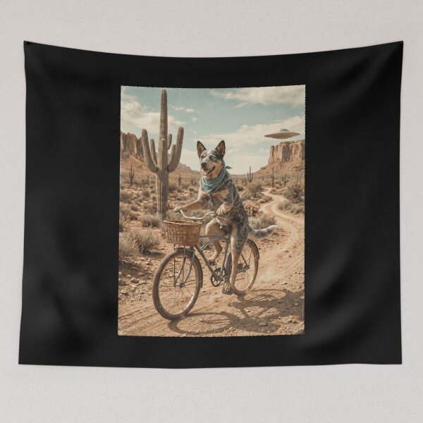 Item preview, Texas Heeler Riding Bike Wild West Western UFO Dog Lover designed and sold by dian-rody-crest.