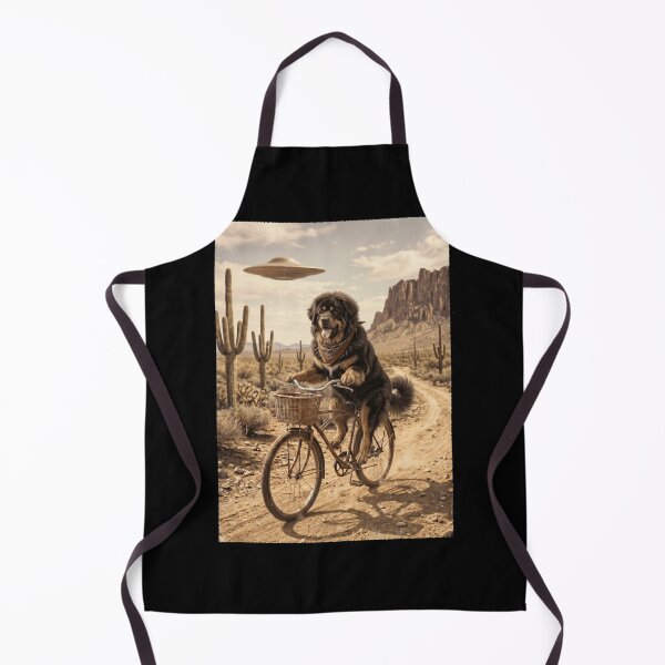 Item preview, Tibetan Mastiff Riding Bike Wild West Western UFO Dog Lover designed and sold by dian-rody-crest.