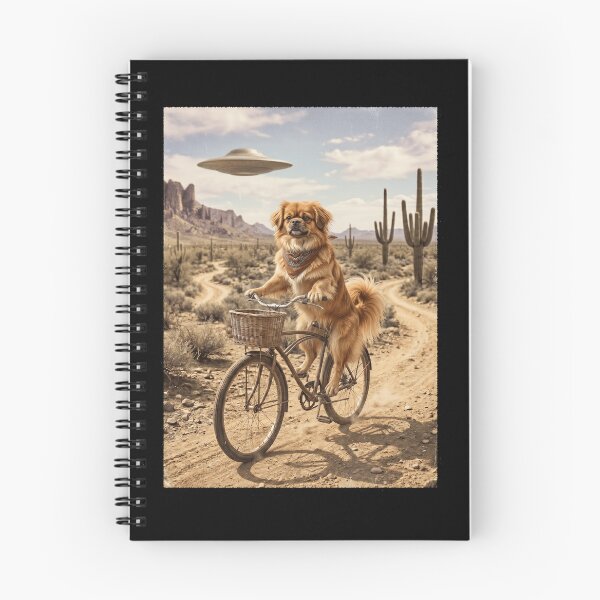 Item preview, Tibetan Spaniel Riding Bike Wild West Western UFO Dog Lover designed and sold by dian-rody-crest.