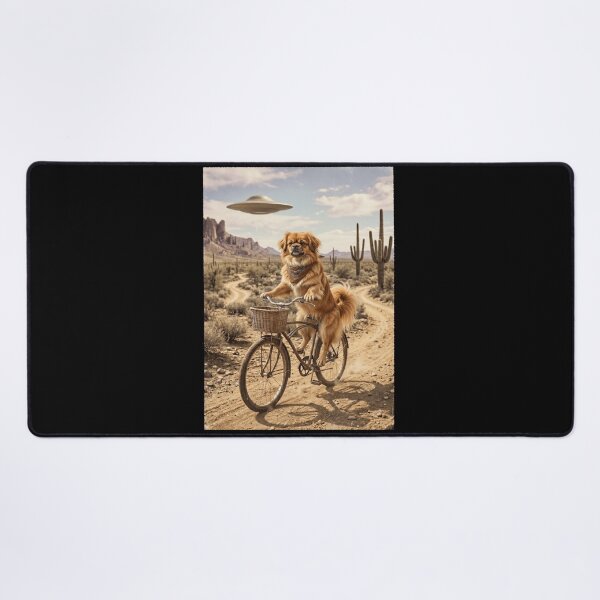 Item preview, Tibetan Spaniel Riding Bike Wild West Western UFO Dog Lover designed and sold by dian-rody-crest.