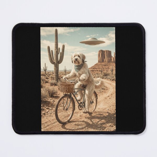 Item preview, Tibetan Terrier Riding Bike Wild West Western UFO Dog Lover designed and sold by dian-rody-crest.