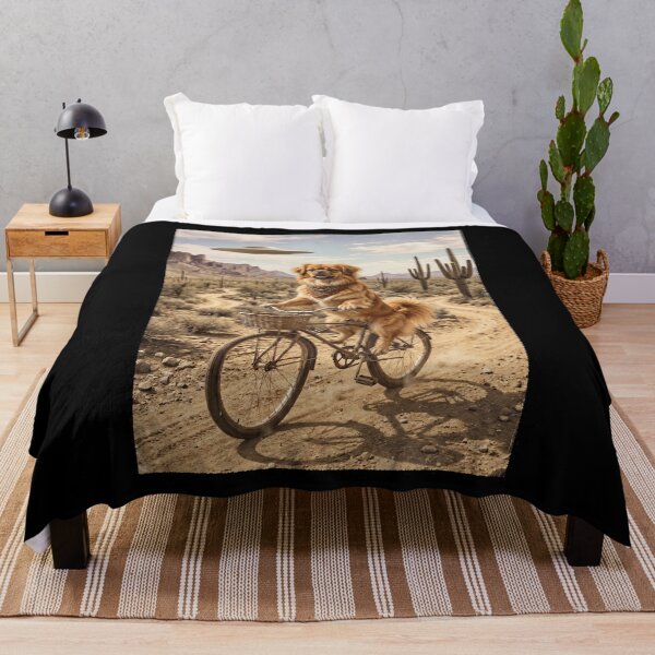 Item preview, Tibetan Spaniel Riding Bike Wild West Western UFO Dog Lover designed and sold by dian-rody-crest.