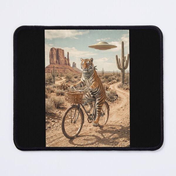 Item preview, Tiger Riding Bike Wild West Western UFO Animal Lover designed and sold by dian-rody-crest.